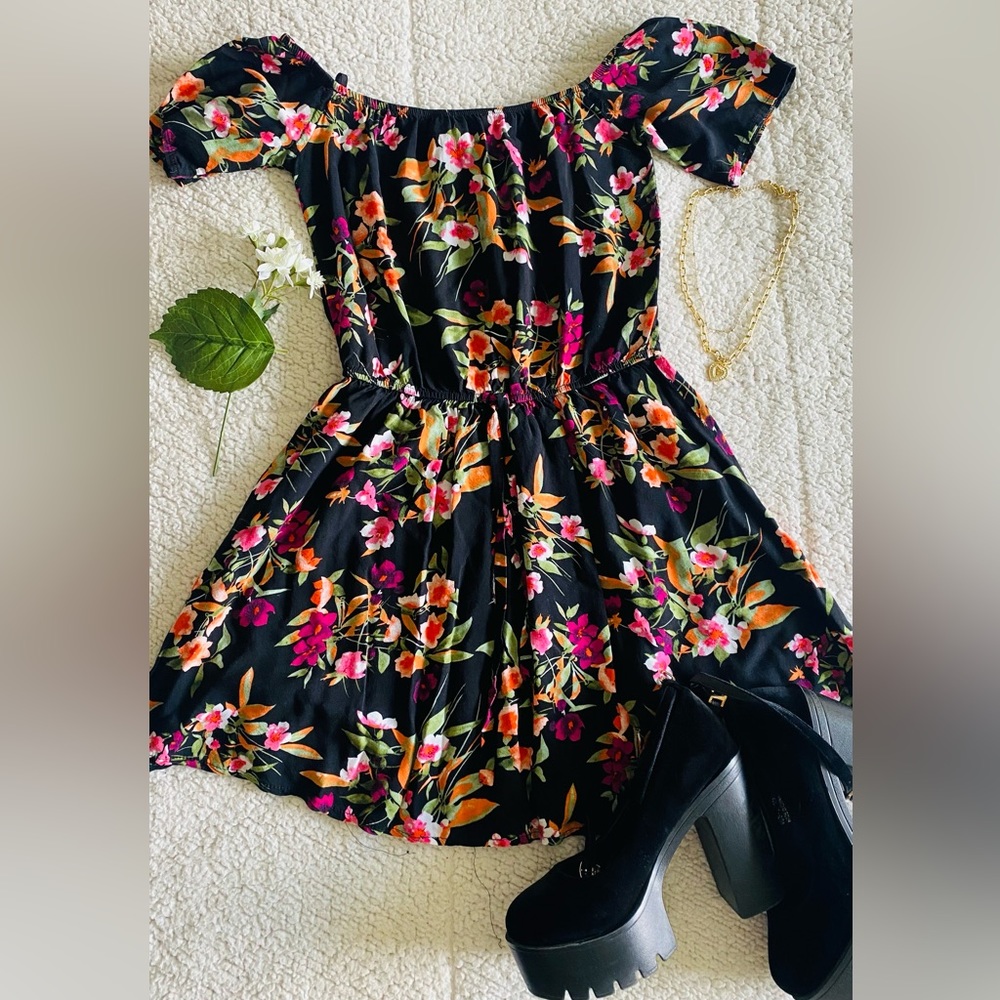Little black dress with flowers